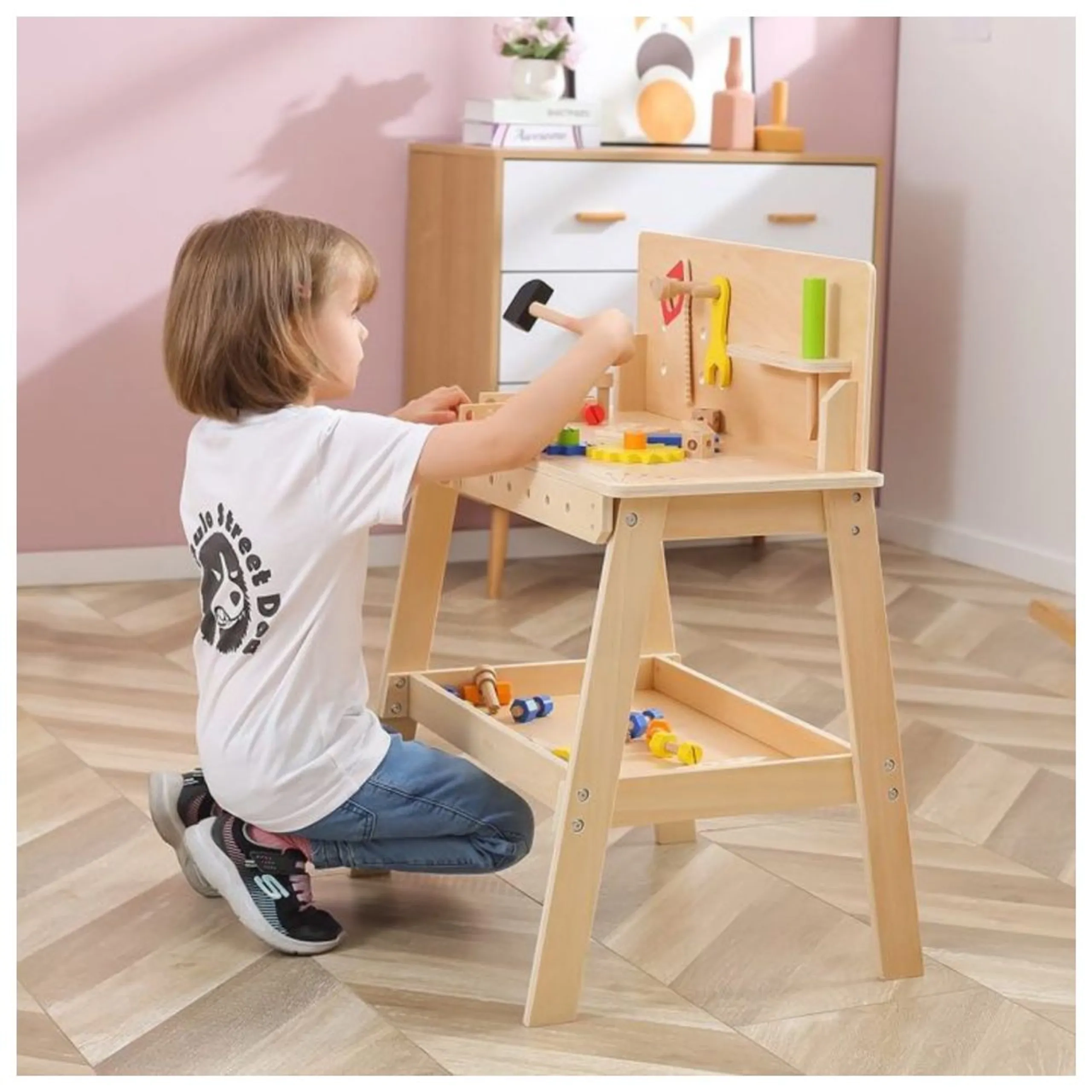 Wooden Tool Bench With Accessories Pretend Playset (29464294-44589)