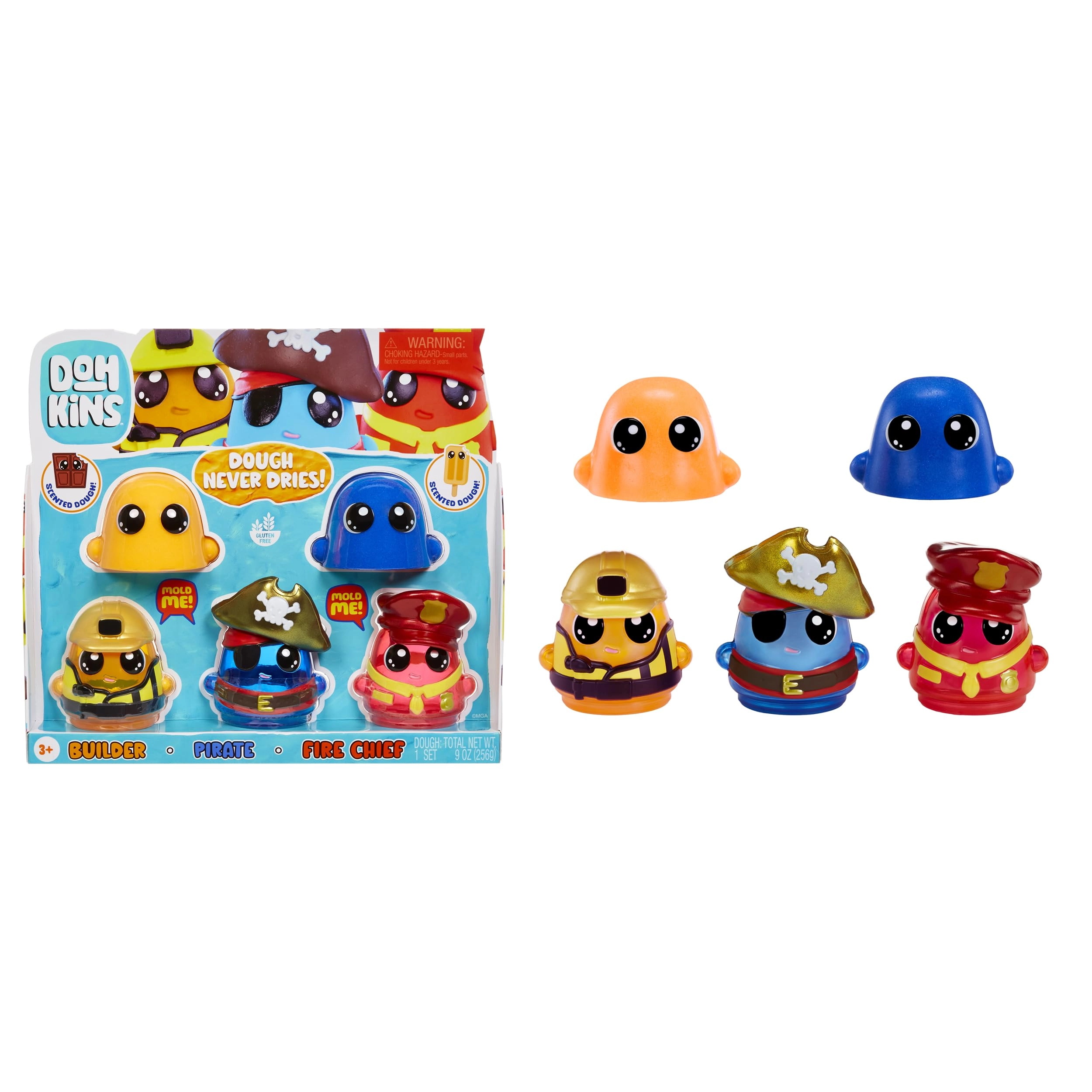 MGA Entertainment DohKins Hero Pack - Builder + Pirate + Fire Chief (123040-EUC) 3 pcs