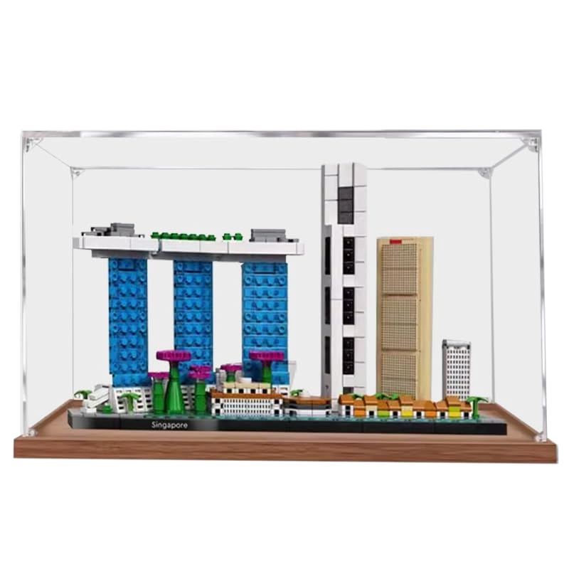 HCAEIOFJ Clear Acrylic Display Case (21057) - Wood Bottom