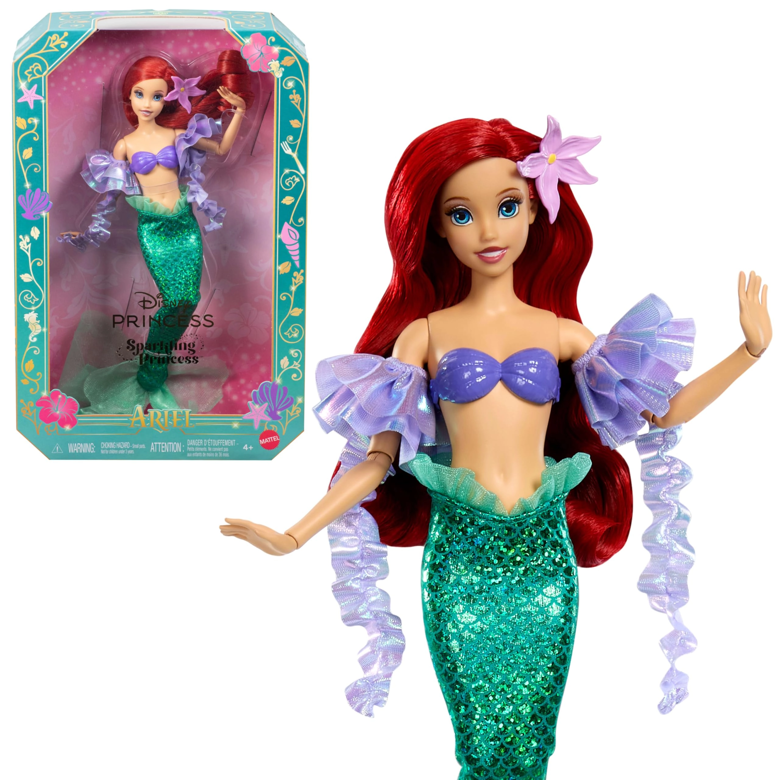 Mattel Ariel Fashion Doll - Removable Tail Fin Glitter Princess
