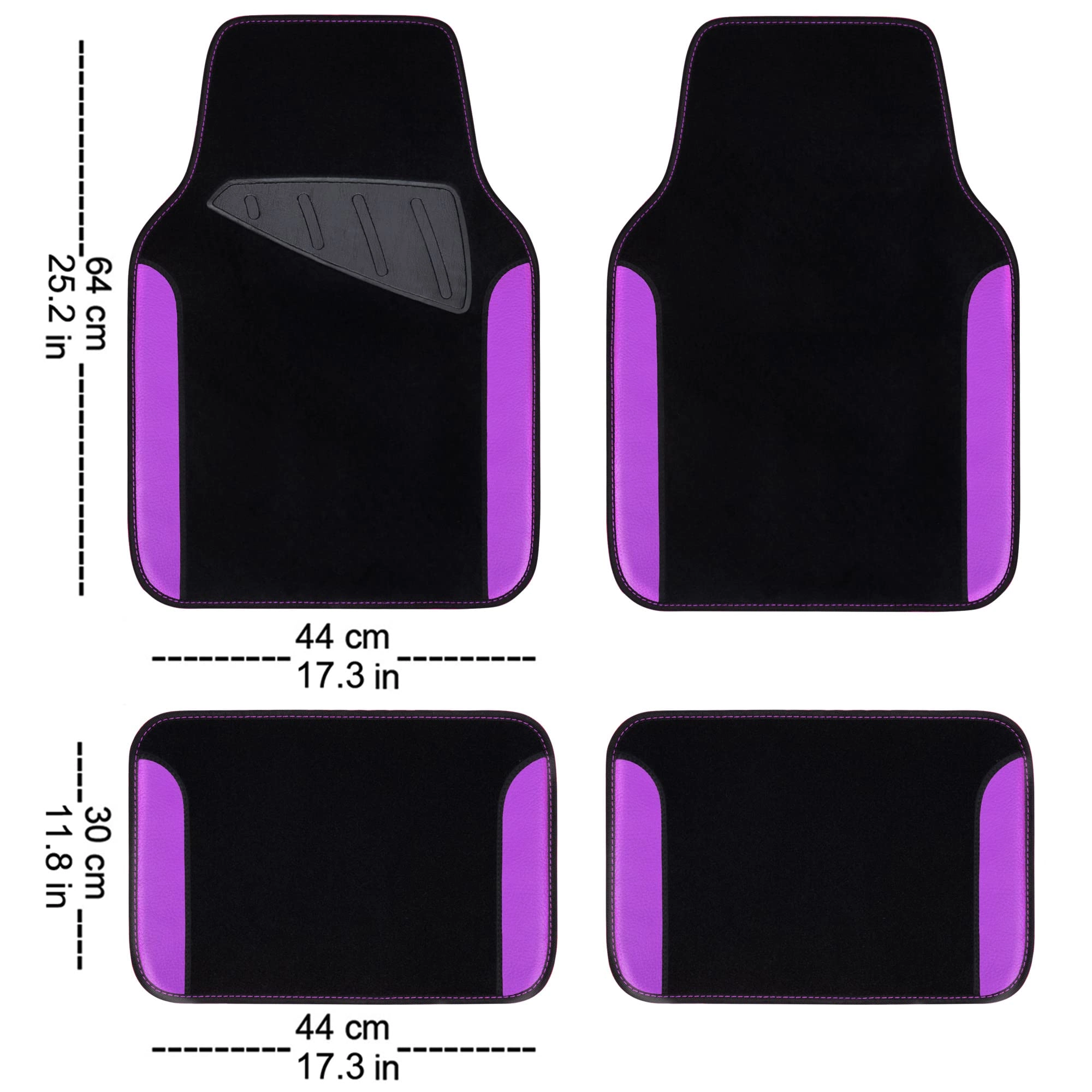 Universal Fit Car Floor Mats - Set of 4pcs Black and Burgundy