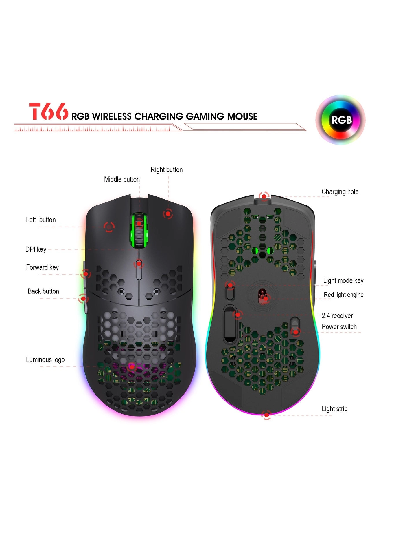 FREEDOM-WOLF X8 Gaming Mechanical Mouse - Wireless