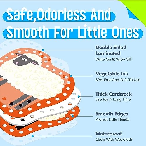 Kids Lacing Cards Farm Themed - 9 pieces