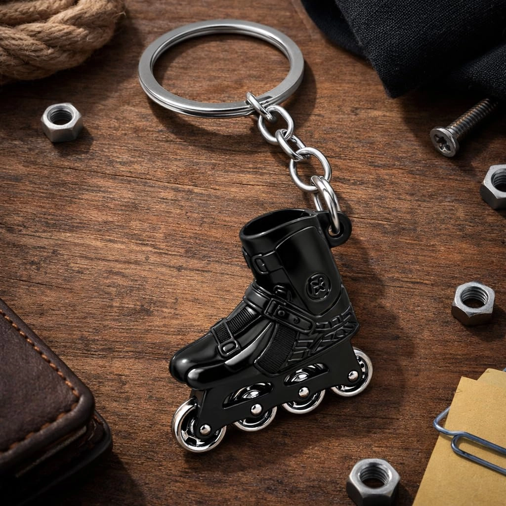 Roller Skating Keyring - Black Bag Charm