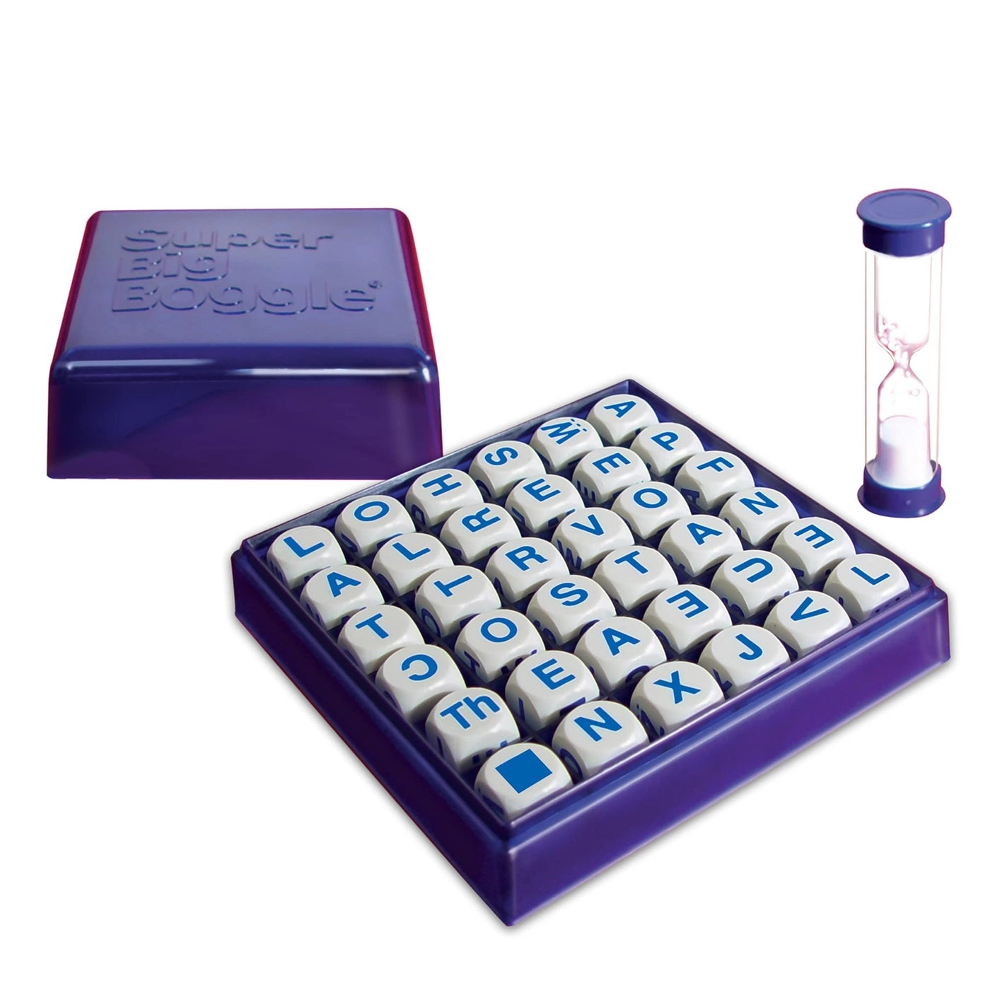 Super Big Boggle - 6x6 Grid 36 Letter Cubes 4 Minute Sand Timer