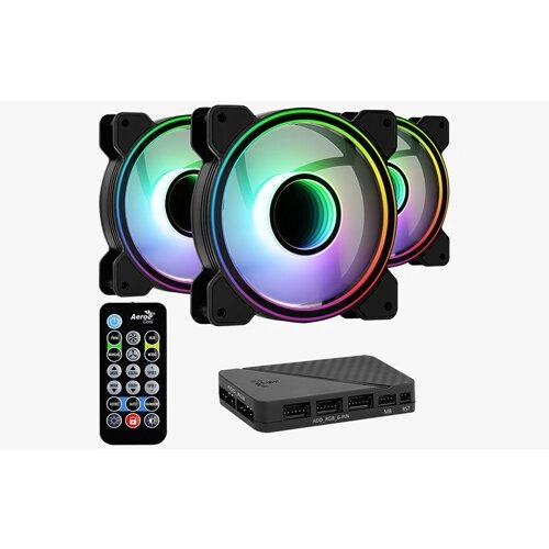 Aerocool Mirage 12 ARGB Pro + H66F RGB Control Hub + Remote Control - 3xFan 120mm