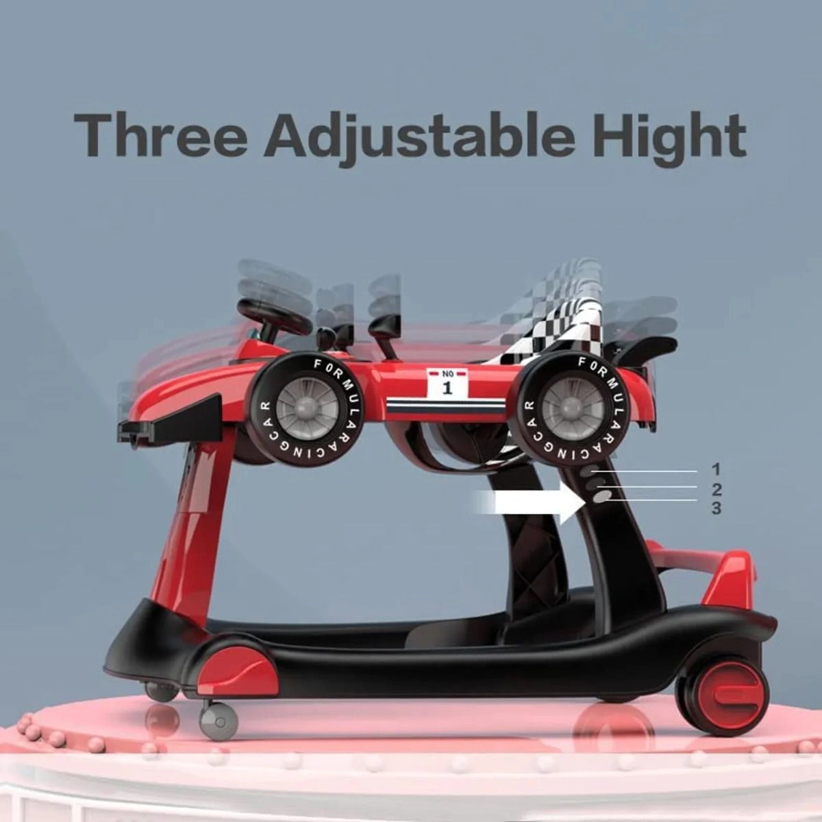 Ryan 4 In 1 Safety Baby Car Walker - Black Music and Lights