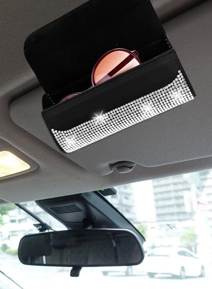 Bling Glasses Holder - black 2 x Car Hooks