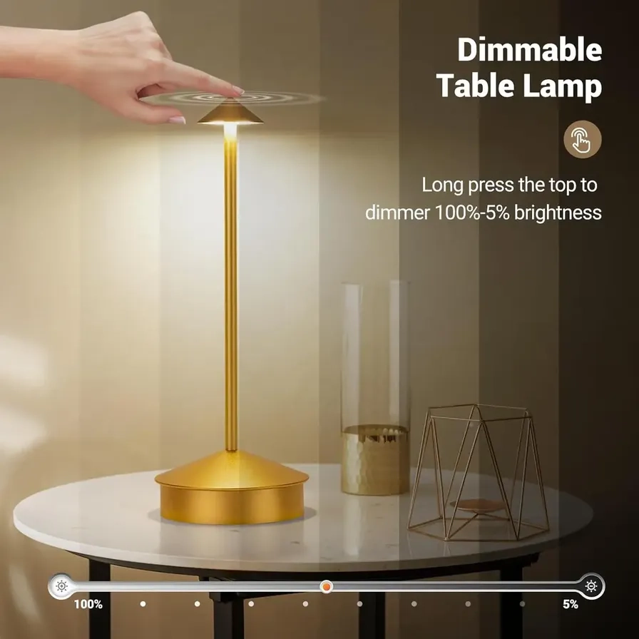 Cordless USB Rechargable Dimmable Table Lamp - 3 W 2600mAh