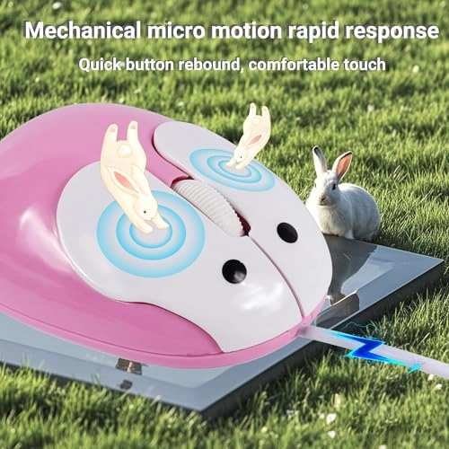 Cute Rabbit Shape Wired Mouse - USB