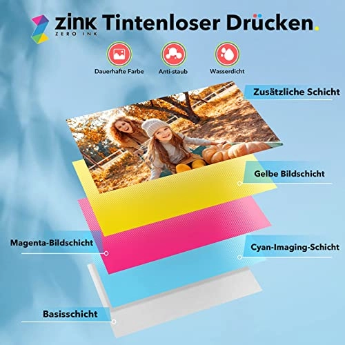 Photo Printer ZPP110 - 2x3 + ZINK Photo Paper - 50 Sheets