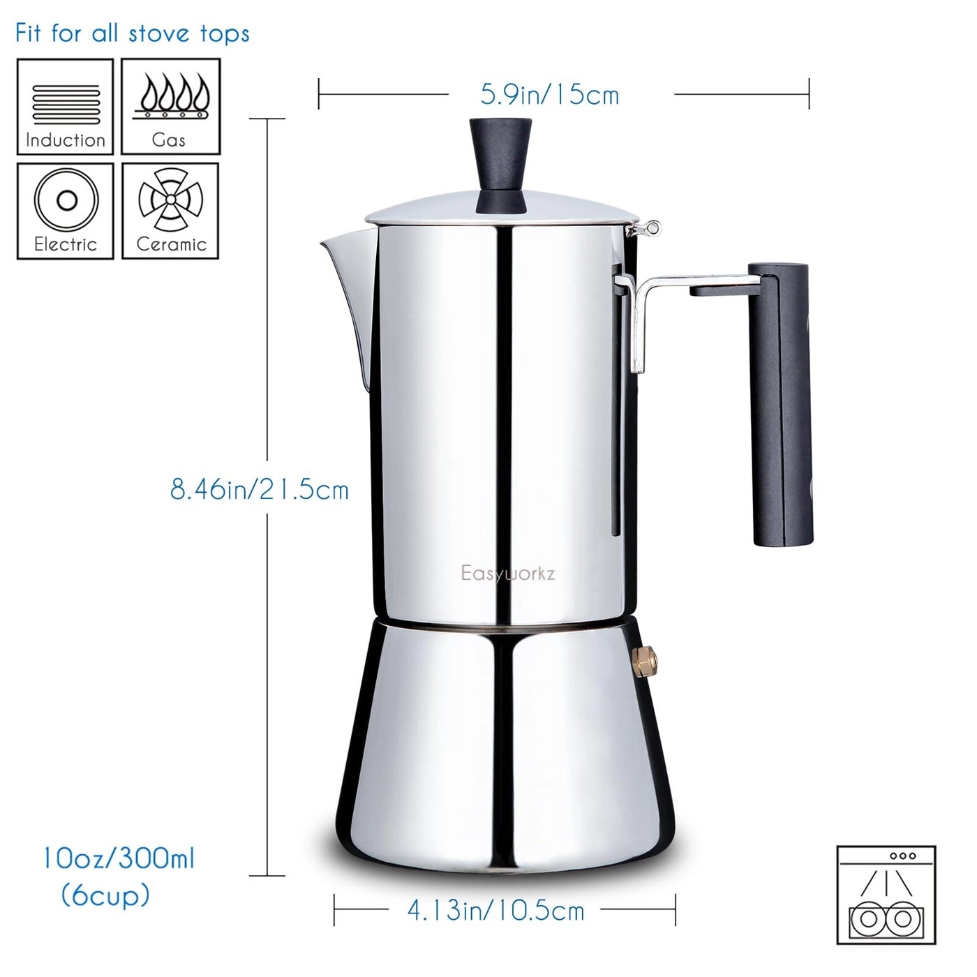 Moka Pot - Stovetop Induction 6Cup
