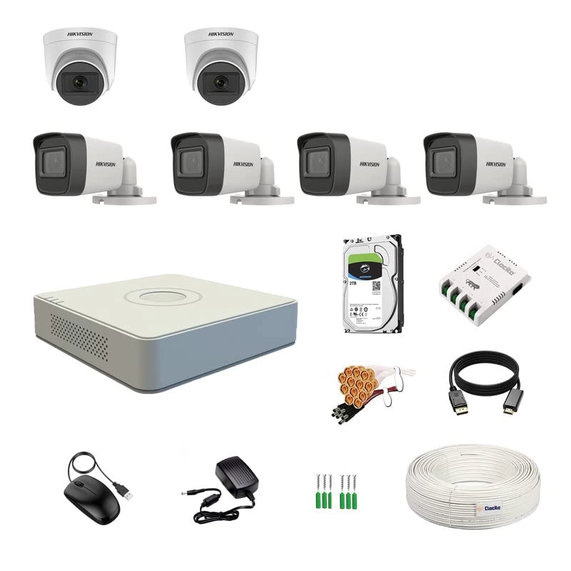 8CH DVR - 8CH + Dome Camera - 5MP + Bullet Camera + 2TB HDD + CCTV Coaxial Cable + 8CH Power Supply + BNC & DC Connectors