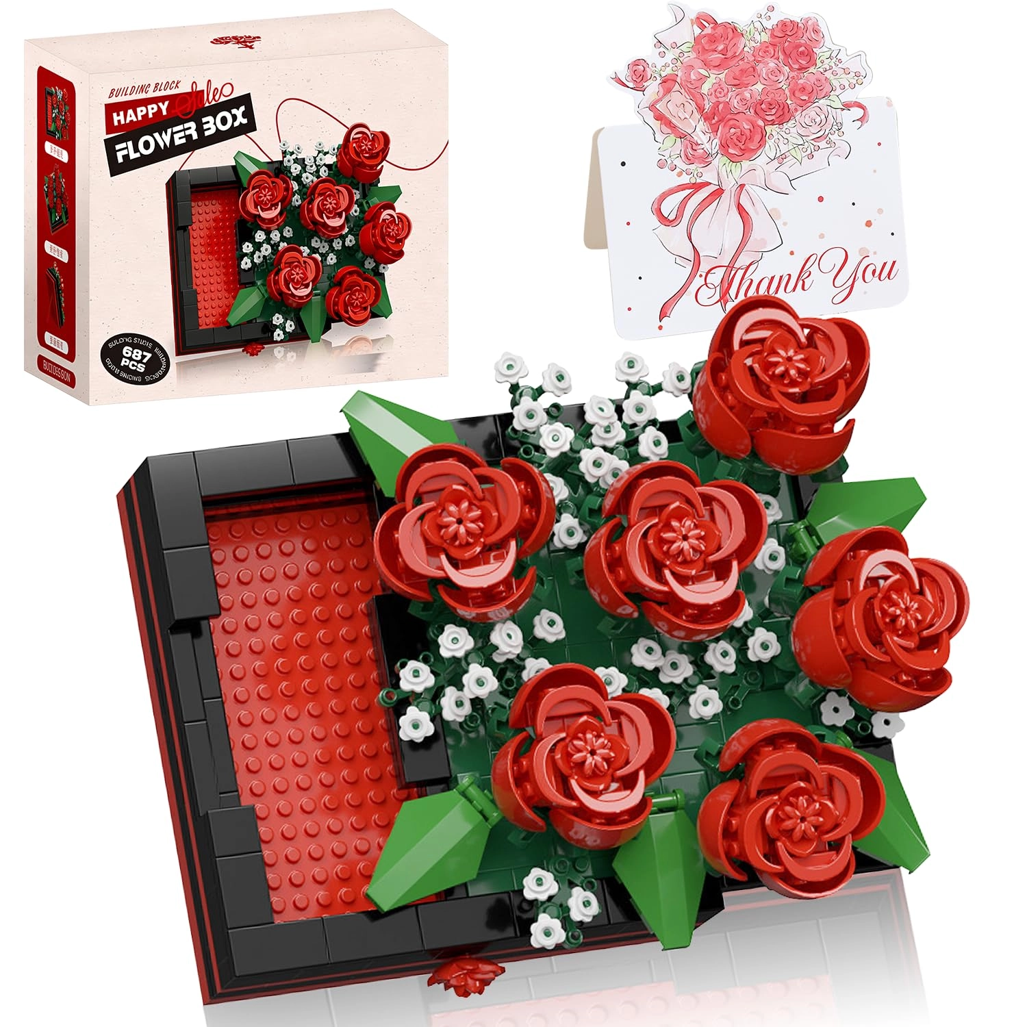 TYFYH Rose Building Blocks - Flowers 687 pcs