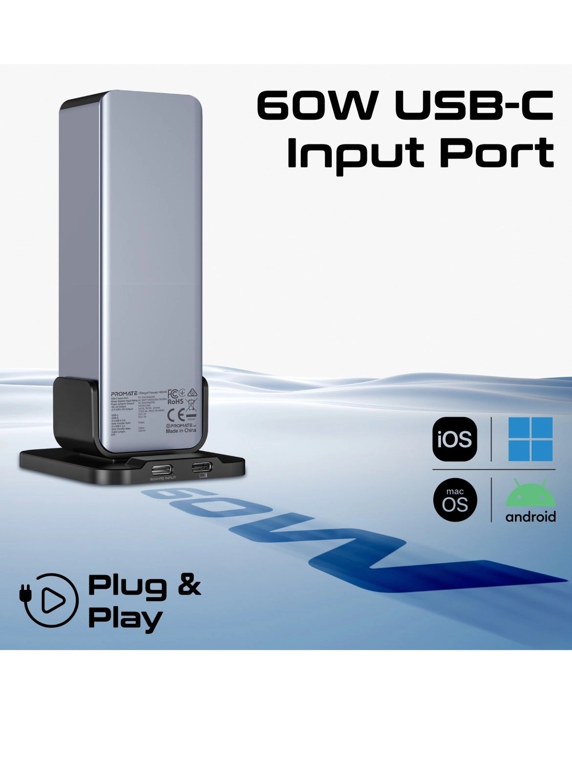 GegaTower-60W - 14-In-1 USB-C Tower Hub