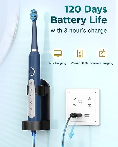 Electric Toothbrush - 8 Brush Heads 5 Modes 2 Minute Timer