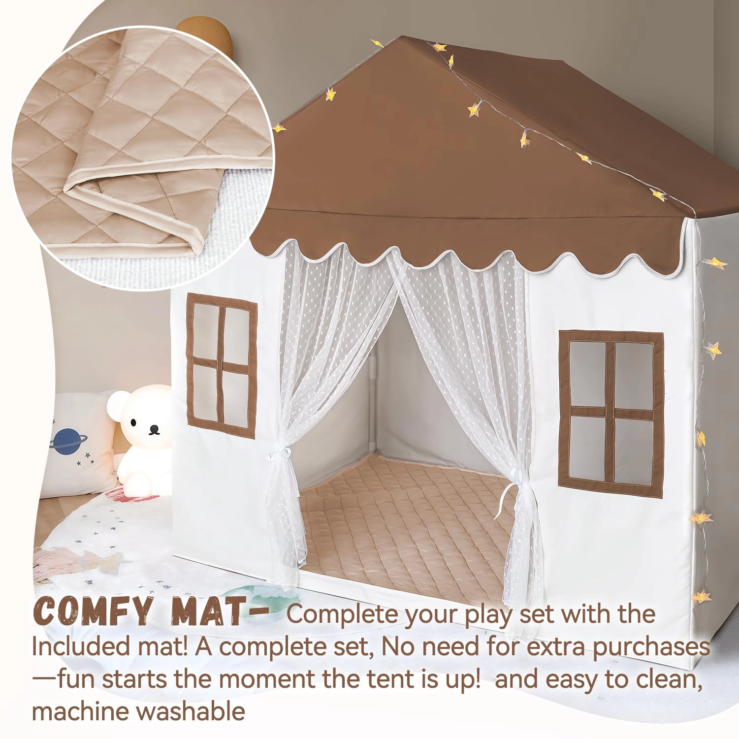 Kids Play Tent - 35.5 inches (W) x 57 inches (L) x 53 inches (H) Pink
