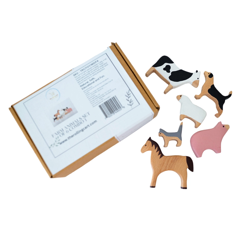 Birch and Bug Wooden Farm Animals Set - Suitable for 2 years & above 6pcs