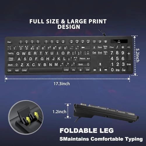 Large Letter Backlit Keyboard - QWERTY Wired