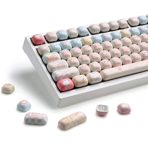 YUNZII Cute Pink Kitten Custom Keycaps - 141 Keys