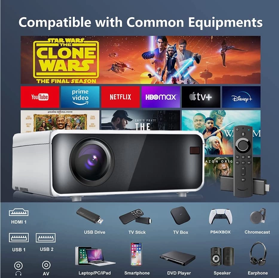 4K HD Portable Projector - 27000 lumens 1920 x 1080