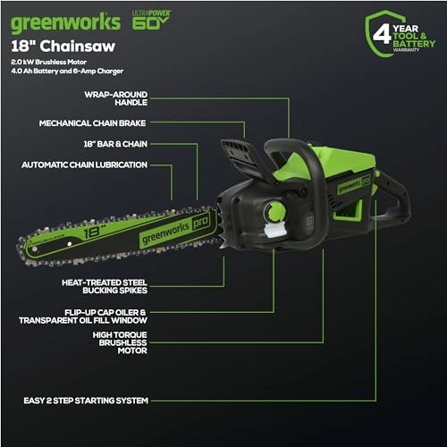 Brushless Cordless Chainsaw - 2.0kW