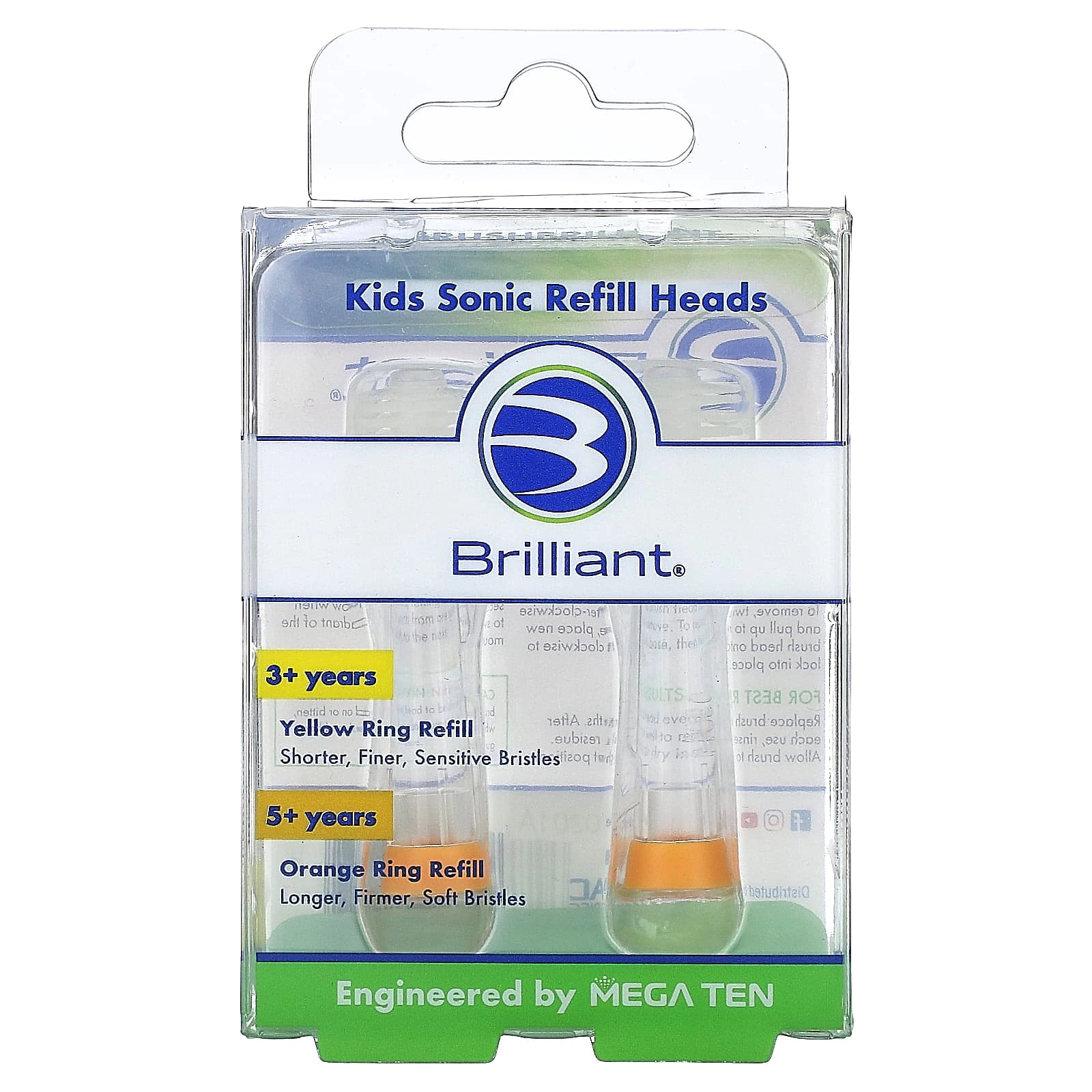 Baby Buddy Brilliant Kids Sonic Refill Heads - 5+ Years Orange 2 Refill Heads