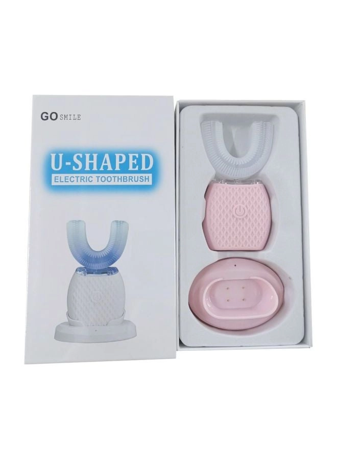 U-Shaped Ultrasonic Electric Toothbrush - Pink/White 360 degree cleaning