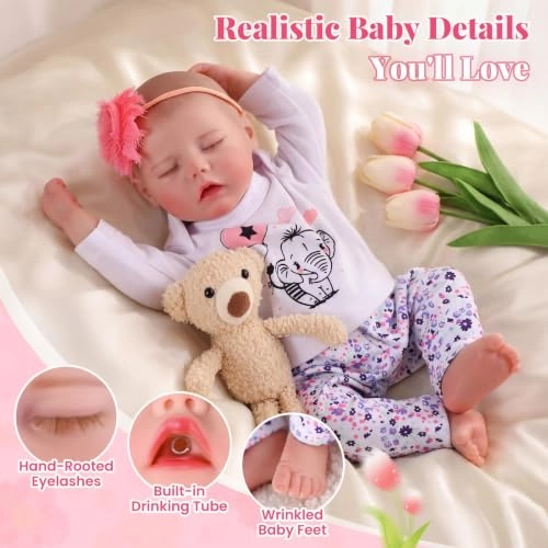 Reborn Baby Doll - 17 Inch Soft Vinyl Can Drink & Pee Ages 3+