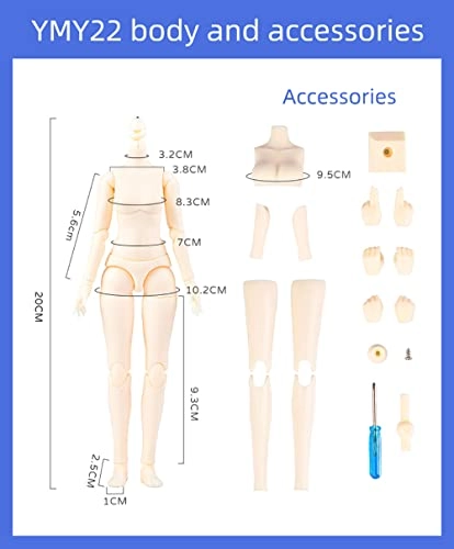 YMY Doll Body - 1/6 Scale 8.6 inches/9.4 inches PVC+POM Female Super White