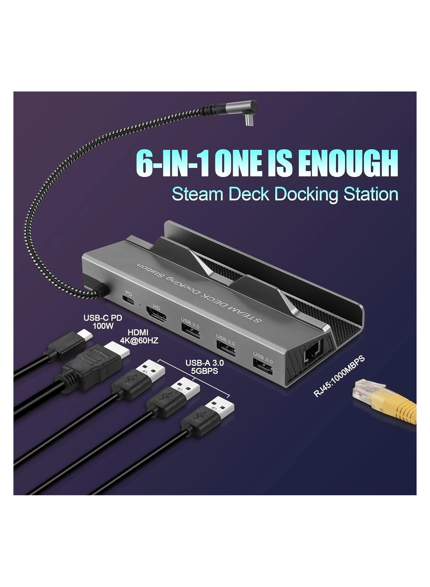Docking Station for Steam Deck - 5-in-1 4K@60Hz 100W
