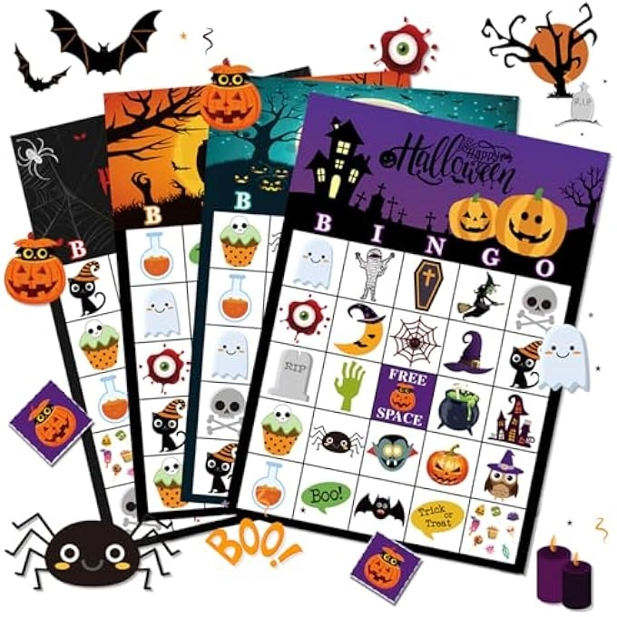 HALLOWEEN BINGO PLAYING CARDS - 24 PLAYER