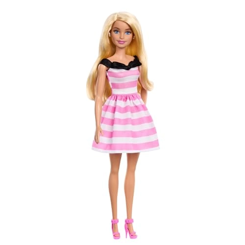 Barbie 65th Anniversary Doll - Pink and White Dress Ages 3+