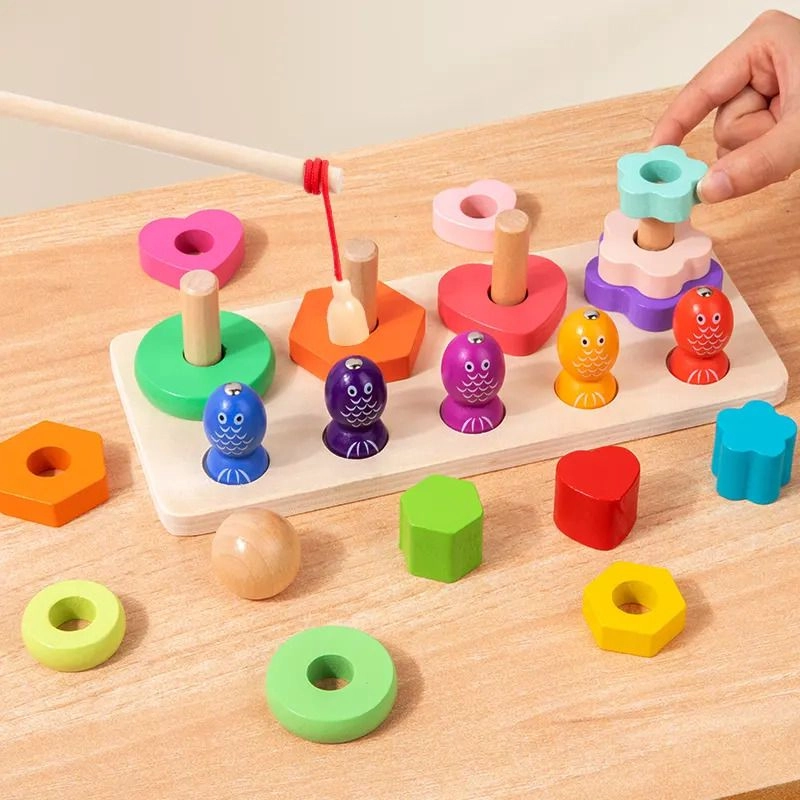 4 Coloumn Tower And Magnetic Fishing Game - 3 +