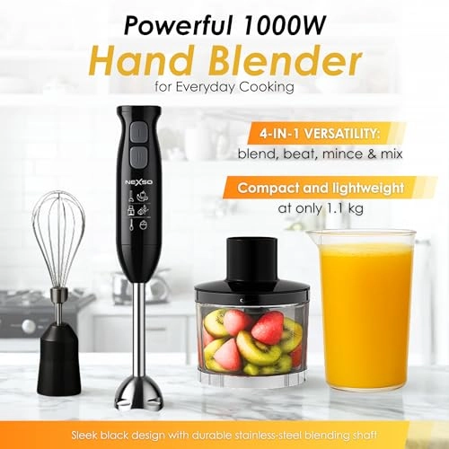 Hand Blender - 4-in-1 Multi-Function Two-Speed Control Stainless Steel Blades
