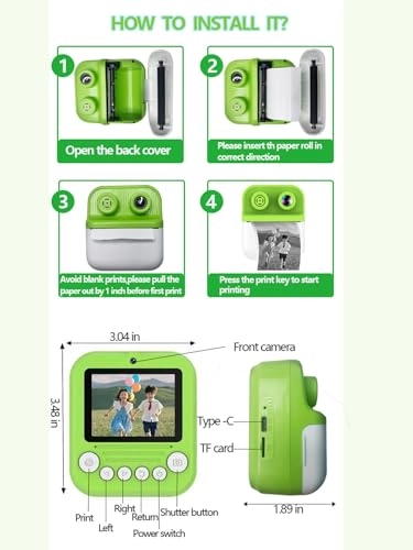 Kids Digital Camera With Instant Print - 48MP 1080P