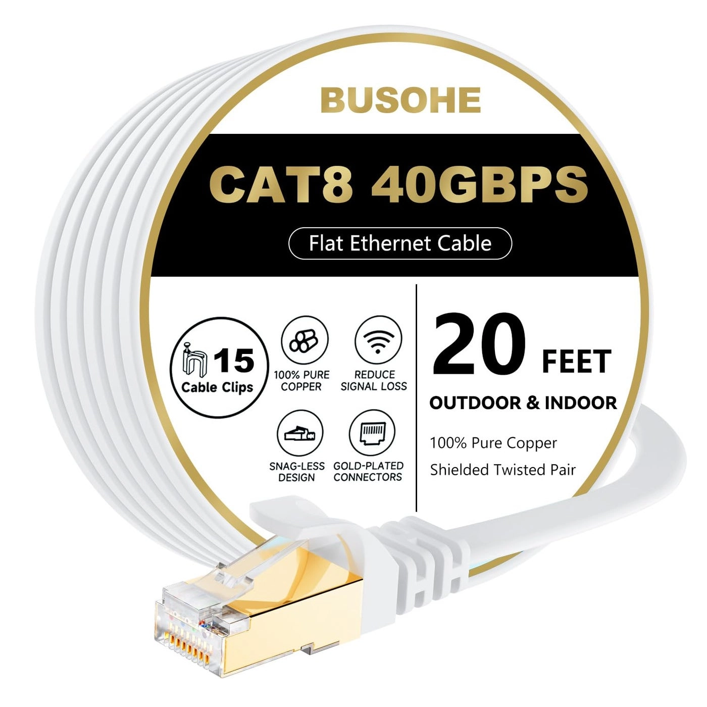 BUSOHE Cat 8 Ethernet Cable - 20 FT
