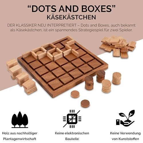 Dots and Boxes - Wooden Strategy Game