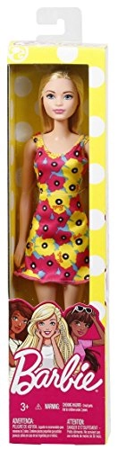 Barbie Fashion Doll - 12 Inch Yellow and Pink Flowers Floral Design Dress Ages 3+
