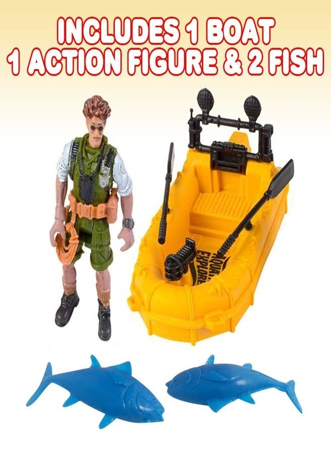 Aquatic Play Set - Action Figure Floating Boat 2 Fish
