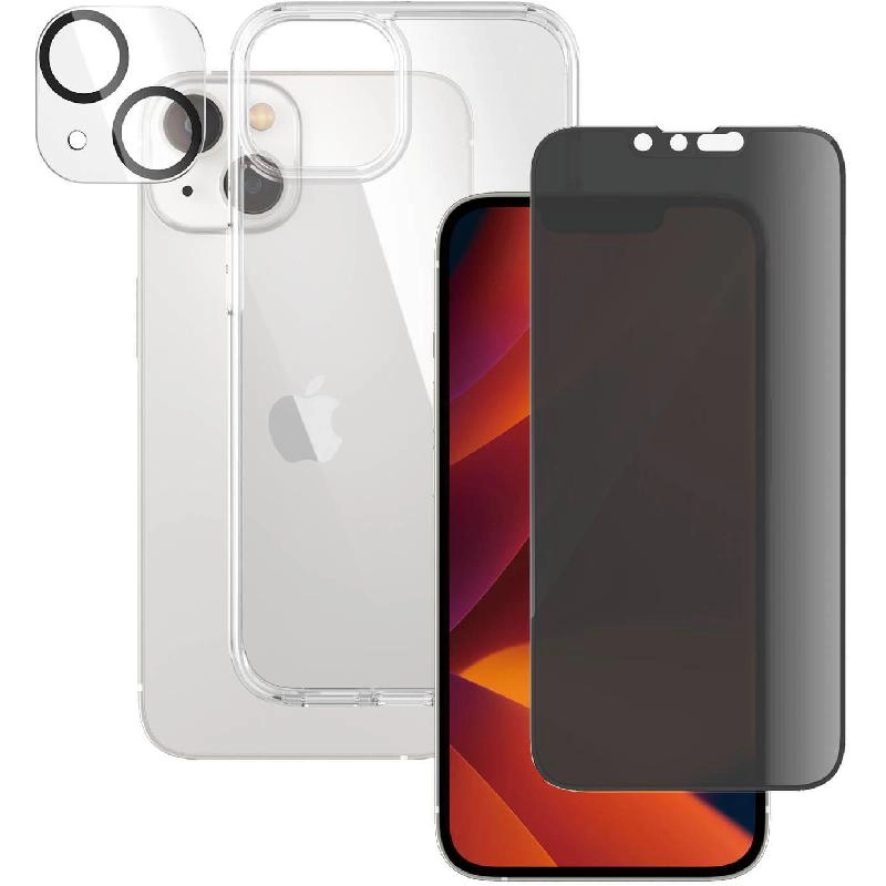 Privacy 3-in-1 Hard Case + Privacy Tempered Glass + Camera Lens Protector Case for iPhone 14