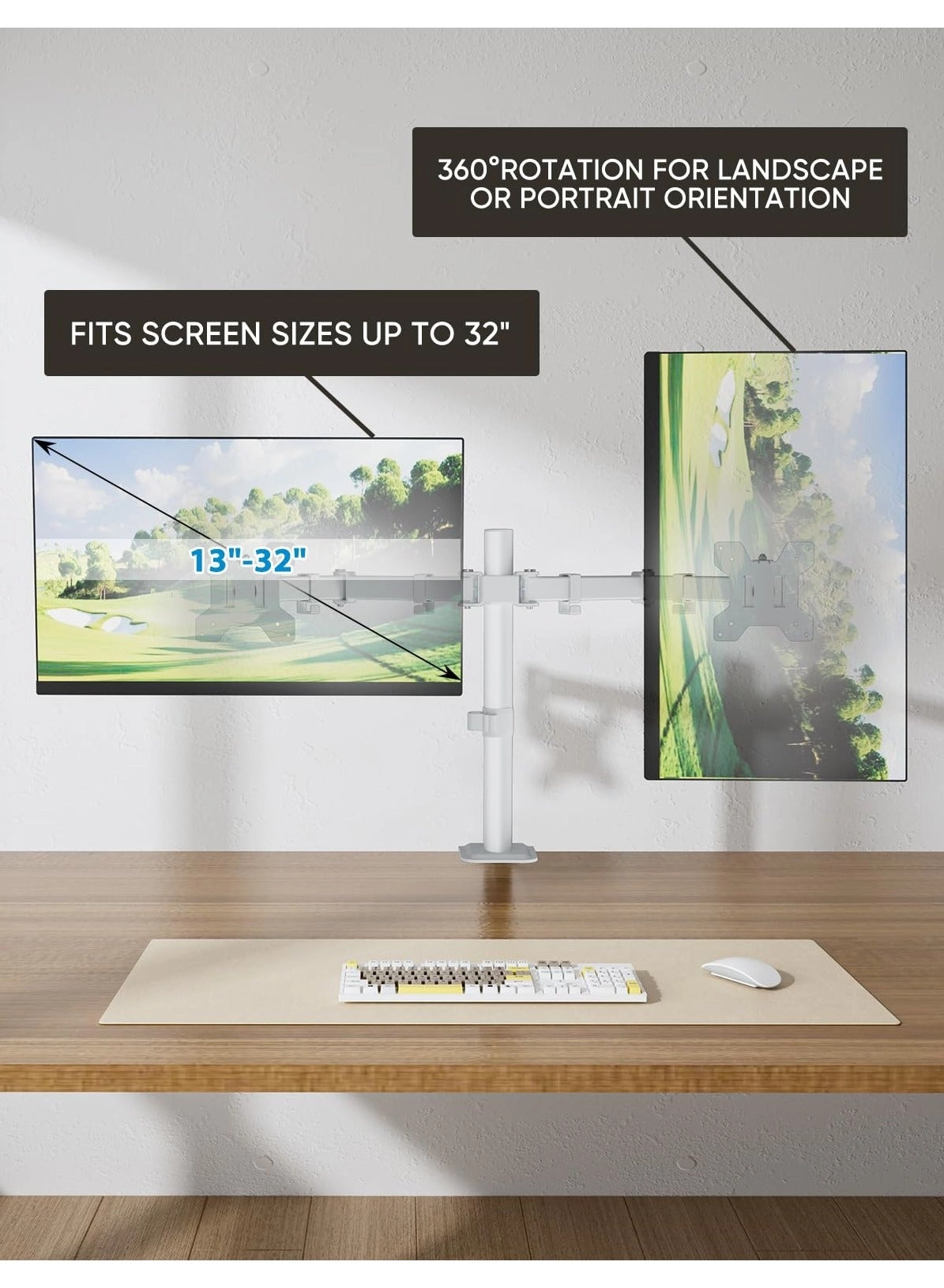 Dual Monitor Mount - 32 inches VESA 75/100mm