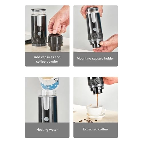 2 in 1 Car Coffee Maker - 160ml capsules ground coffee