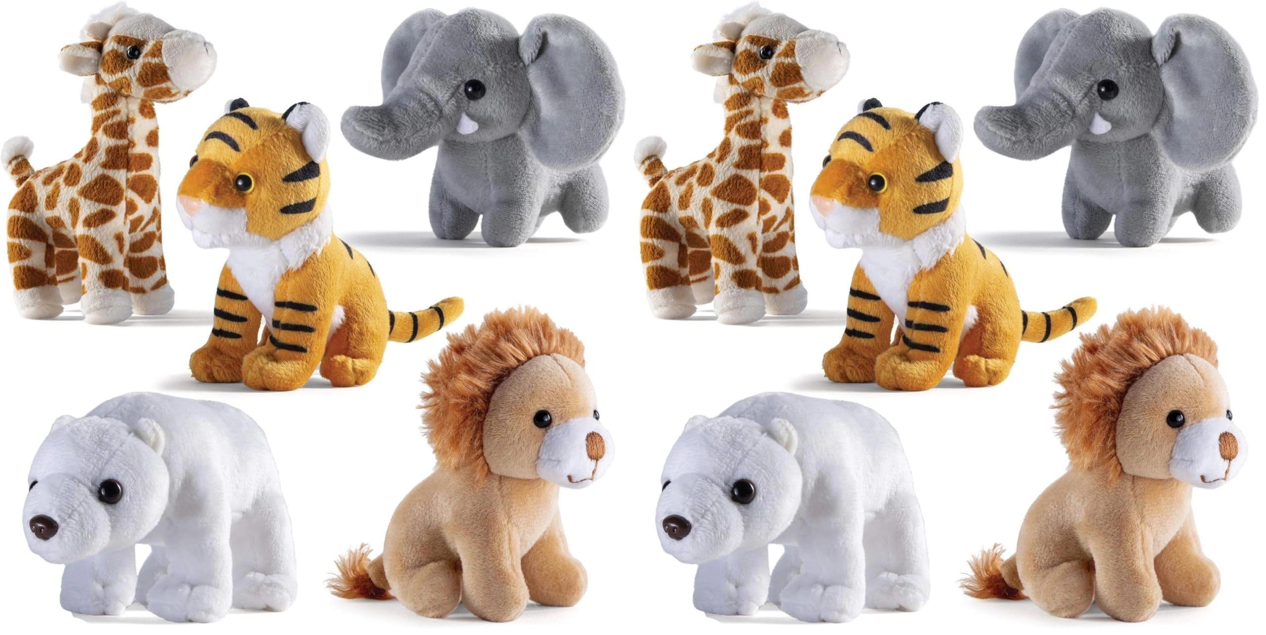 Prextex Safari Friends - 5 Small Plush Multicolor Pack of 2