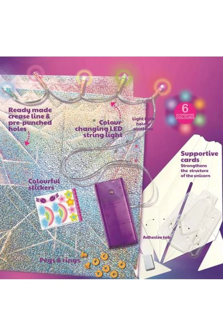 Holographic Light-Up Origami Unicorn Craft Kit 5+ years