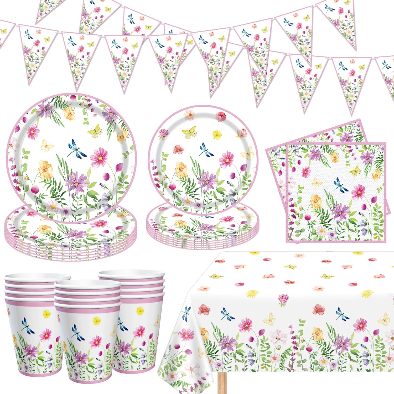 Dvaorc Spring Flower Party Supplies - 83 Pack Baby Shower