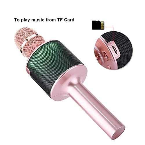 Karaoke Bluetooth Microphone - 4 Hour Playtime TF Card Slot RGB LED Lights