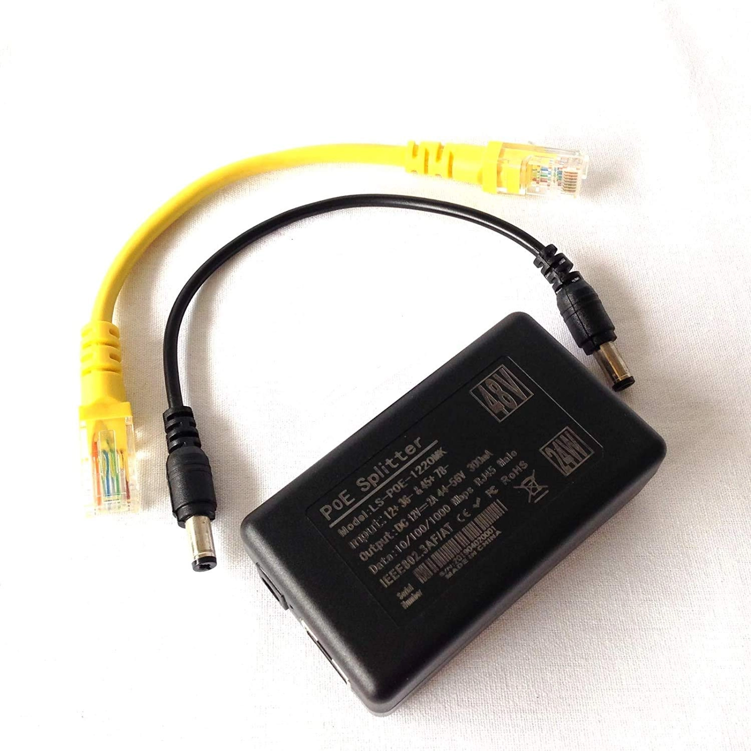 DSLRKIT Active PoE Splitter - 48V-52V 24Watt IEEE 802.3af IEEE 802.3at 10/100/1000Mbps