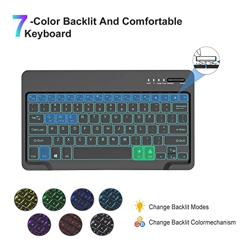 Keyboard Case with Backlit Detachable Keyboard for Samsung Galaxy Tab S8+ Plus 12.4-inch (2022), Galaxy Tab S7 FE 12.4-inch (2021) and Galaxy Tab S7+ 12.4-inch (2020)