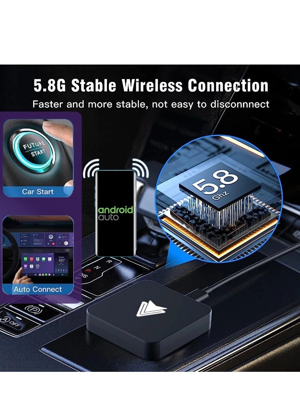 Wireless Android Auto Adapter - Plug & Play USB & Type-C